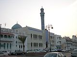 Muscat 03 Mutrah 09 Mosque The Mutrah Corniche has elegant merchant�s houses latticed buildings and mosques across from the dhows floating on the sea